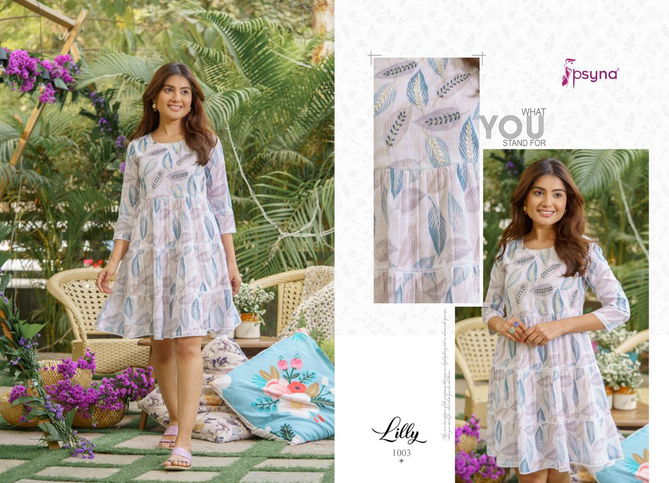 Lilly By Psyna Stylish Party Wear Linen Printed Short Kurti Wholesale Price In Surat